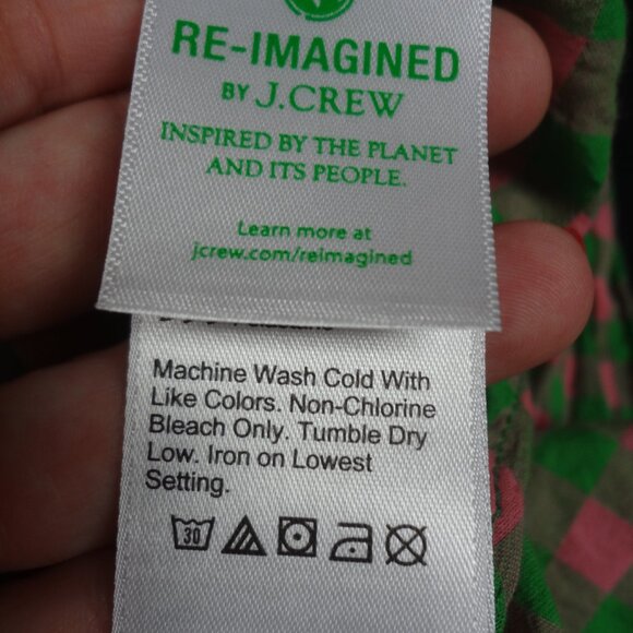 J.CREW GREEN & PINK CHECKERS - MEDIUM WOMENS BUTTON UP L189 - Picture 7 of 7